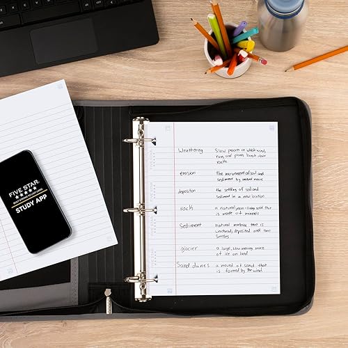 Miniatura 7 de Five Star Papel de hojas sueltas paquete de 3 3 agujeros perforados papel de relleno reforzado papel de rayas anchas 10-12 x 8 80 hojaspaquete 150024