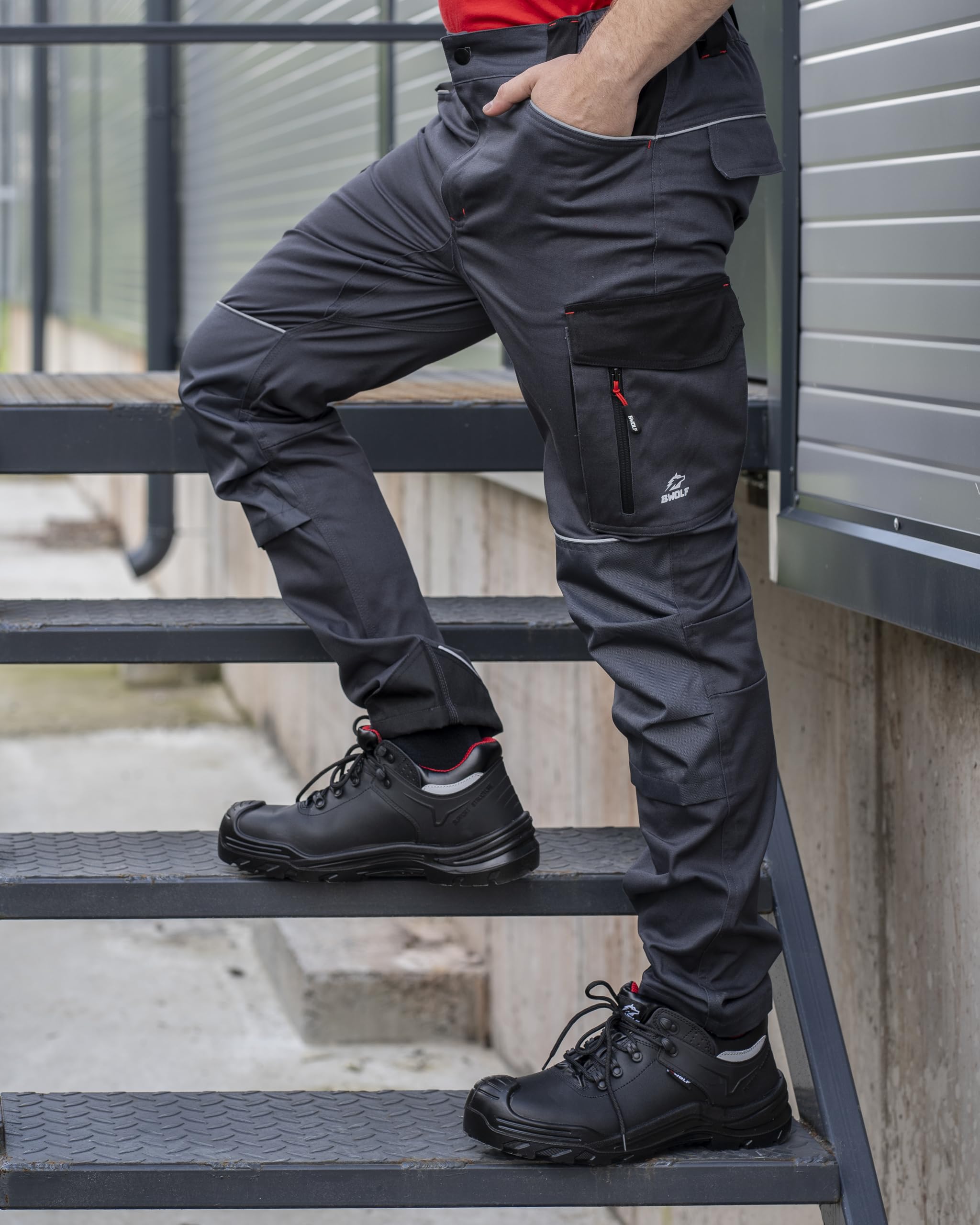 BWOLF Daytona Pantalones De Trabajo Hombre Ropa De Trabajo para Hombre Elasticos Pantalon Trabajo con Muchos Bolsillos