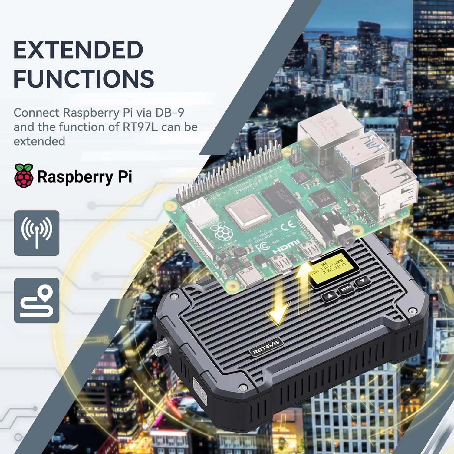 Retevis RT97L GMRS High-Power Repeater, IP66 Waterproof, Long Range Base Station Compatible with Raspberry Pi for Farms, Remote Areas & Home Use (1 Pack)