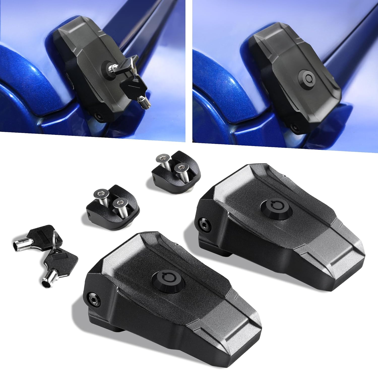 Seven Sparta Hood Latches with Lock Aluminum Locking Hood Catch Compatible with Jeep Wrangler JK/JKU 2007-2017, JL/JLU 2018-2024 & Jeep Gladiator 2020-2024, with Keys,1 Pair