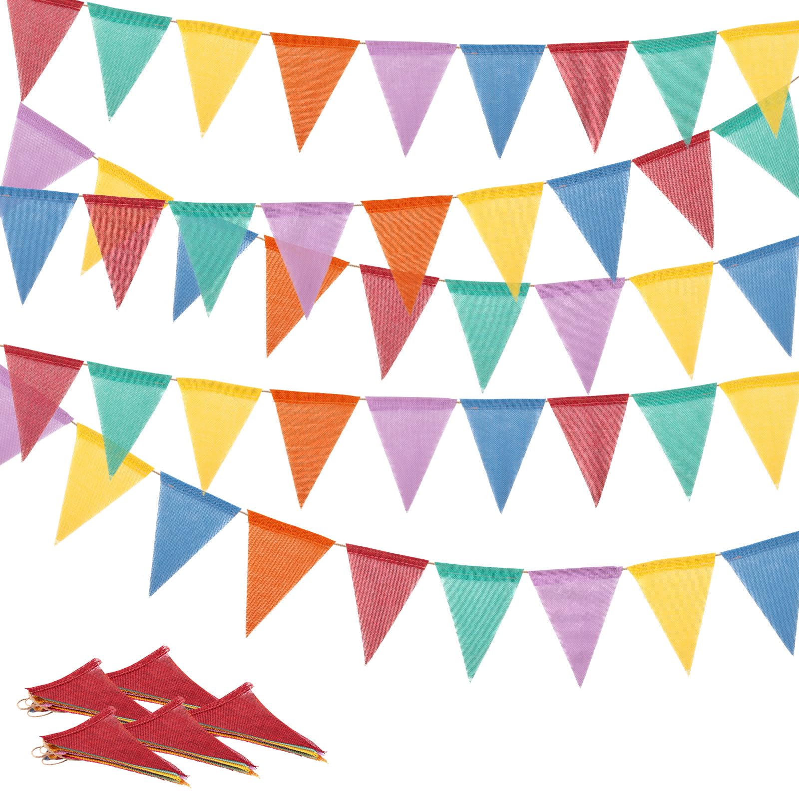 5x Wimpelkette Wetterfest (je 2,5m) – Bunte Outdoor-Deko Für Garten, Party & Spielhaus, Orange