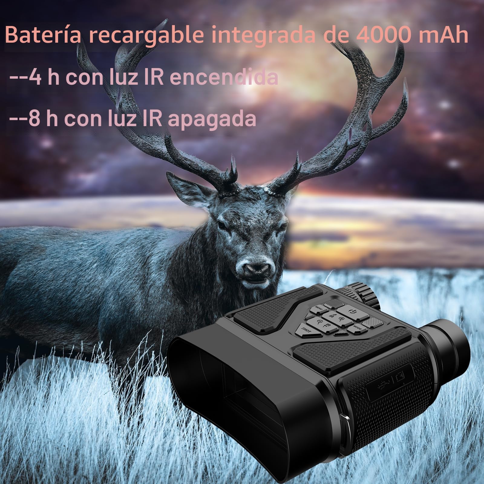 Binoculares Visión Nocturna, Prismáticos de Infrarrojos Digital Visor Nocturno Rango de 300m con LCD TFT de 3.0",Prismáticos Visión Nocturna 32GB para Observación y Grabación