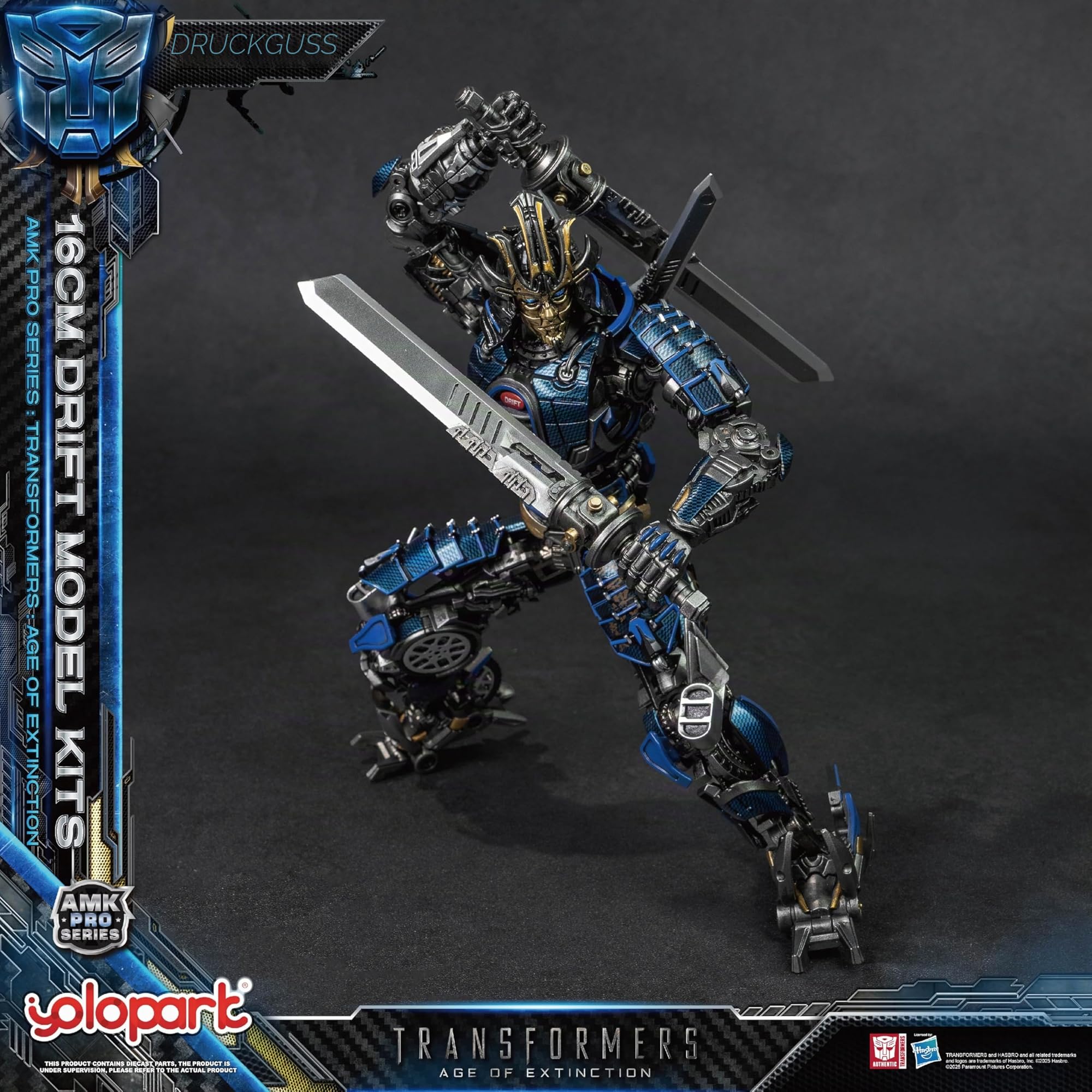 YOLOPARK Transformers Spielzeug Age of Extinction Drift Action-Figur, AMK PRO Serie 6,3 Zoll hochgradig artikuliertes Transformers Modellbau-Set für Altersgruppe 15 und älter, kein Umbau erforderlich