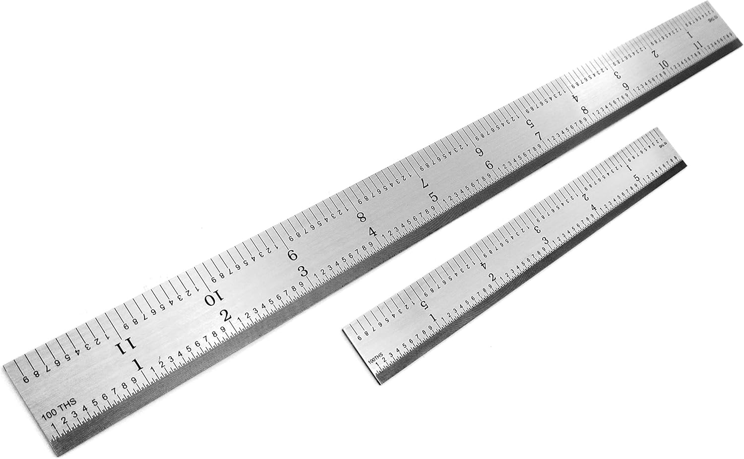 Benchmark Tools 466620/466569 Riigid 5R Machinist Rules 2 Piece Set 6 and 12 Inch 1/10, 1/100, 1/32 and 1/64 Markings Stainless Steel Satin Chrome Finish Conforms to EEC-1 Accuracy Standards (2)