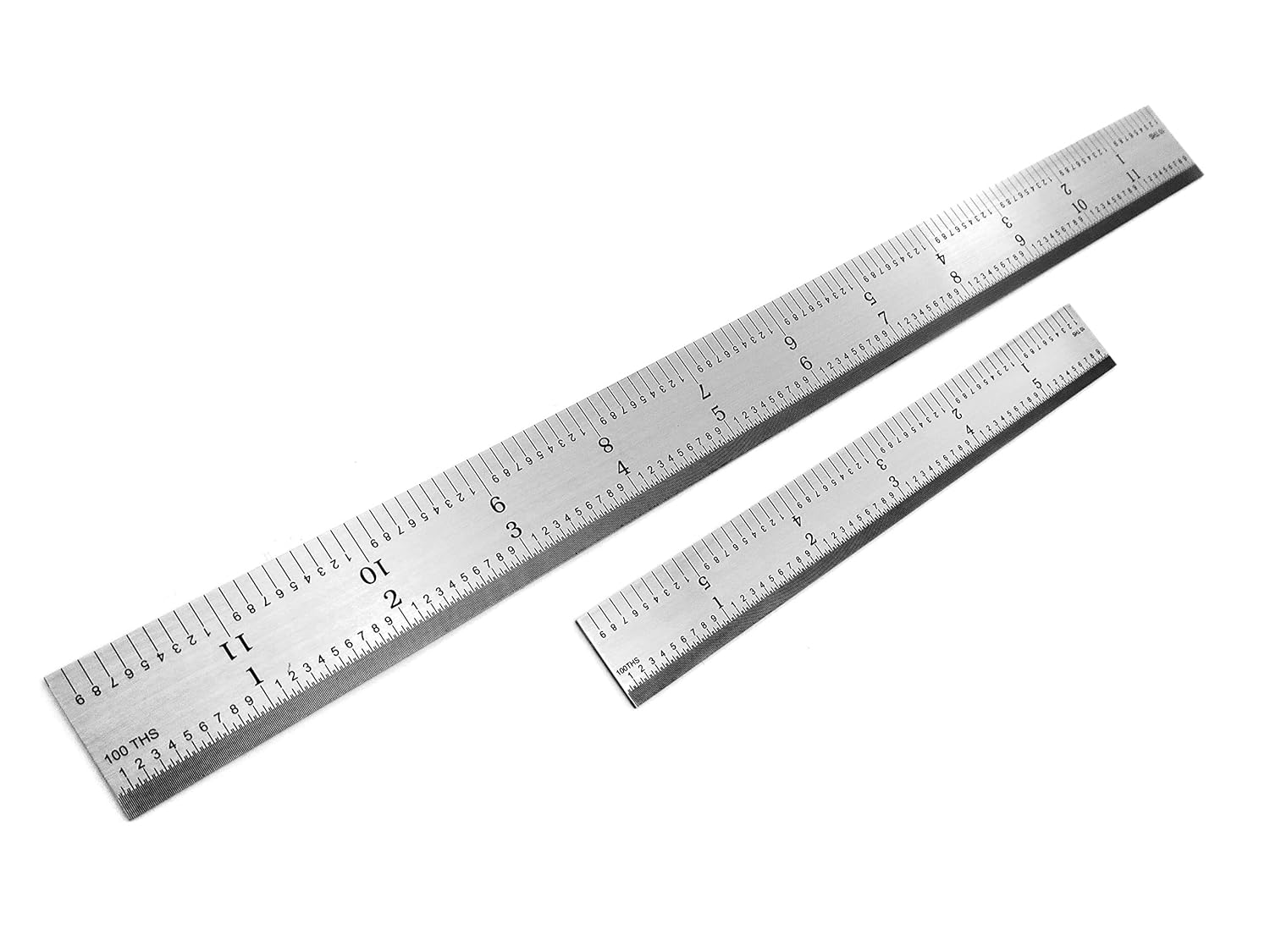 Benchmark Tools 466637/466576 Rigid 5R Machinist Rules 2 Piece Set 6 and 12 Inch with 1/10, 1/100, 1/32 and 1/64 Markings Stainless Steel Brushed Finish Conforms to EEC-1 Accuracy Standards (1)