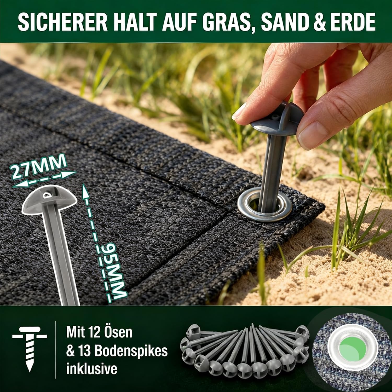 Tapis d'auvent 100 % polyéthylène haute densité respirant pour caravane avec sac de transport à œillets