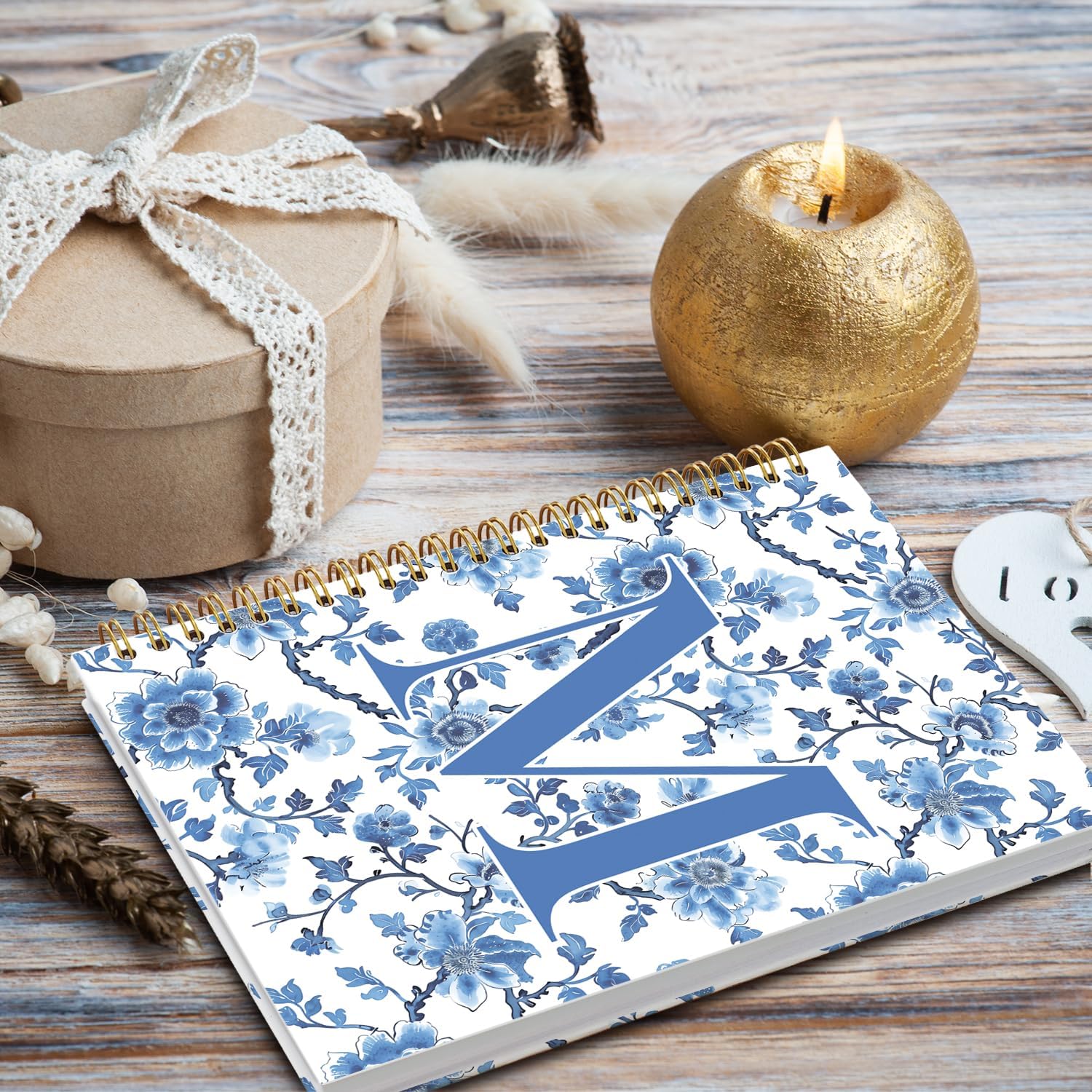 Blue Initial M Custom Notebook Journal, Personalized Teen Girl Gifts, Journal for Teen Girls, Monogrammed Gifts for Women Teen Girls, Custom Journal, College Ruled Spiral Notebook 5.5 x 8.3 - Image 3