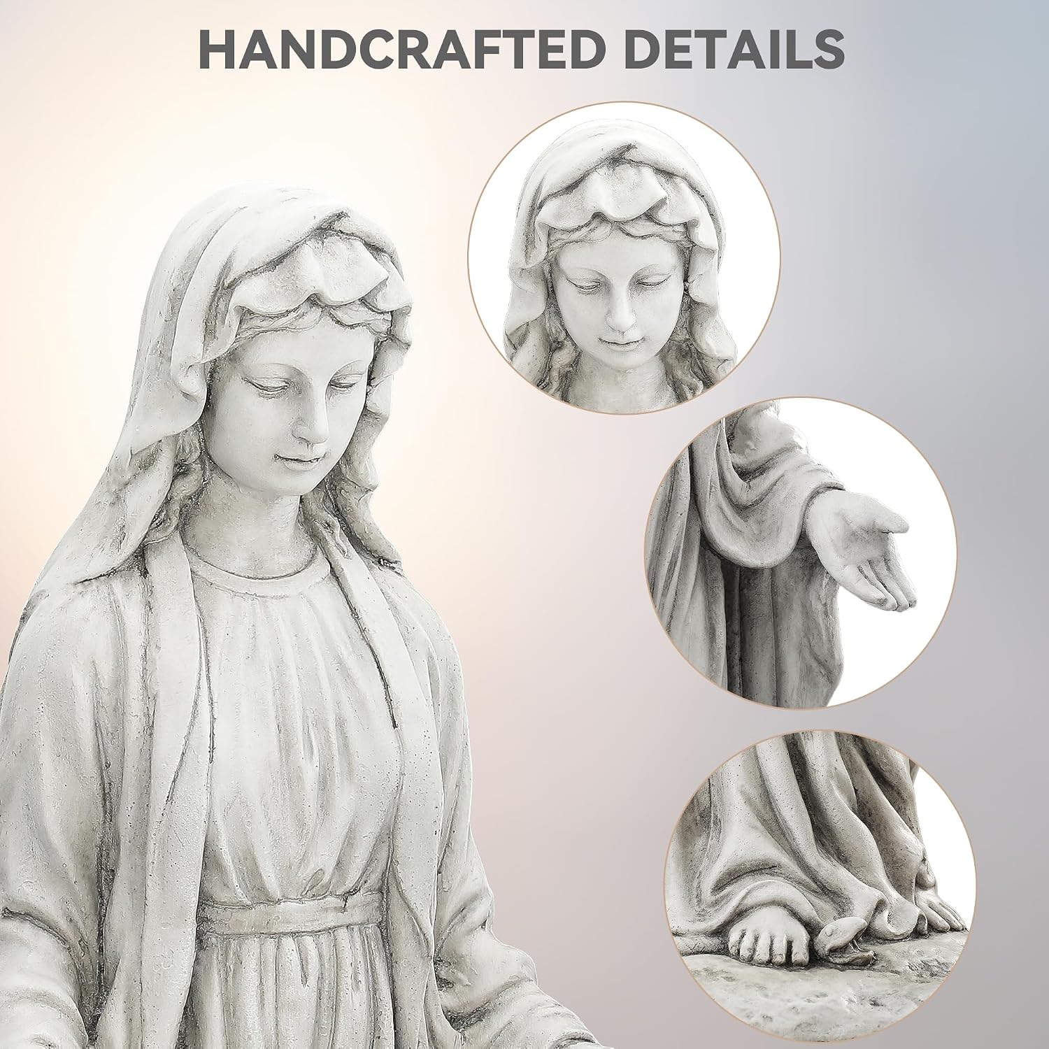 Virgin Mary Statue Outdoor, Large 30 Inch Religious Garden Statue, Blessed Mother Mary Statues Catholic, Durable Weather MGO Stone Sculptures Decor, Lawn Art for Home,Yard,Patio,Forch