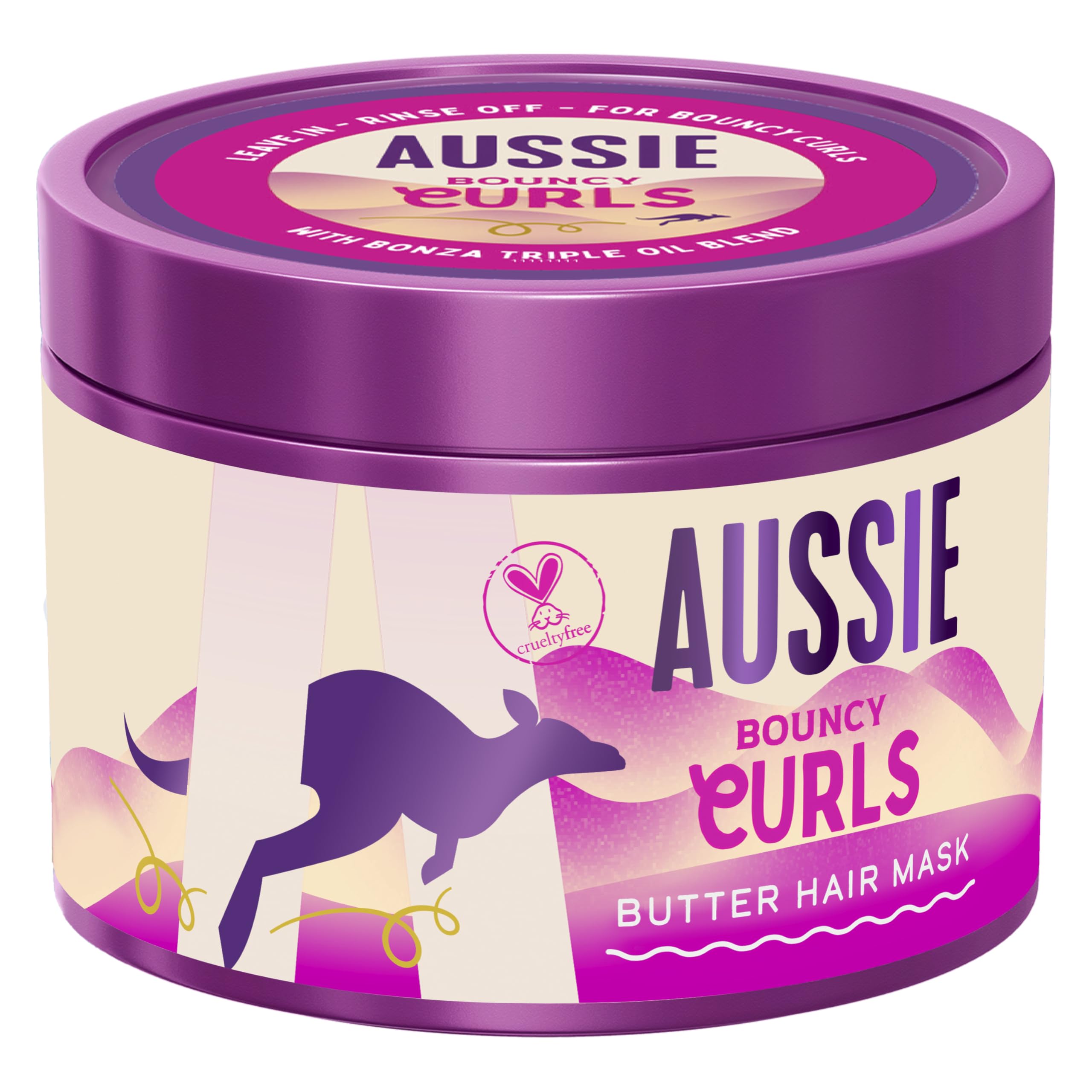 Aussie Bouncy Curls Beurre Masque Capillaire 500ml Pour Démêler, Nourrir et Hydrater en Profondeur les Cheveux Bouclés et Ondulés, Avec Huiles de Jojoba, Coco et Macadamia, Végane