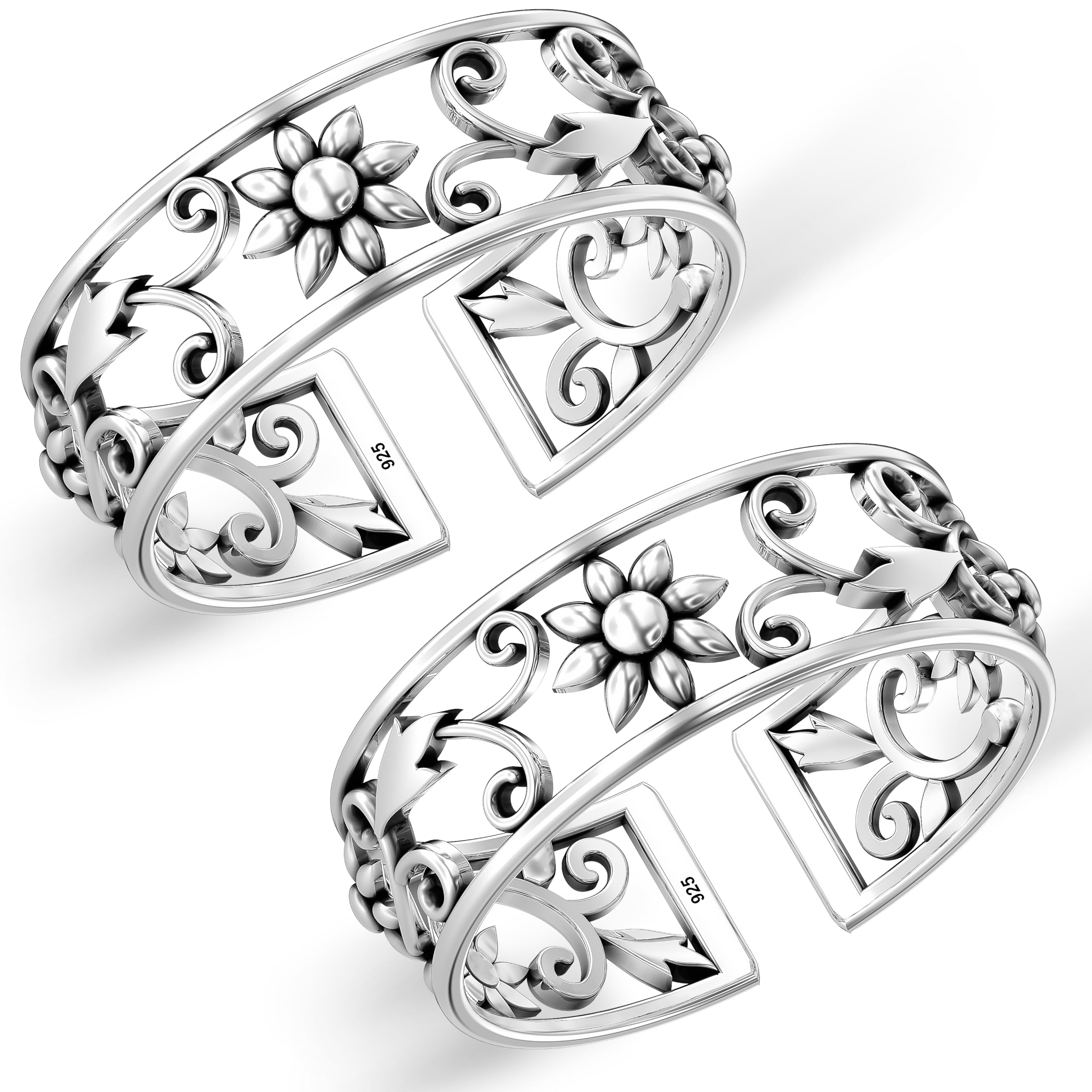 Silver Style Womens 925 Sterling-Silver Cutwork Floral Antique Toe Ring (B0963CDDXQ) Amazon Price History, Amazon Price Tracker
