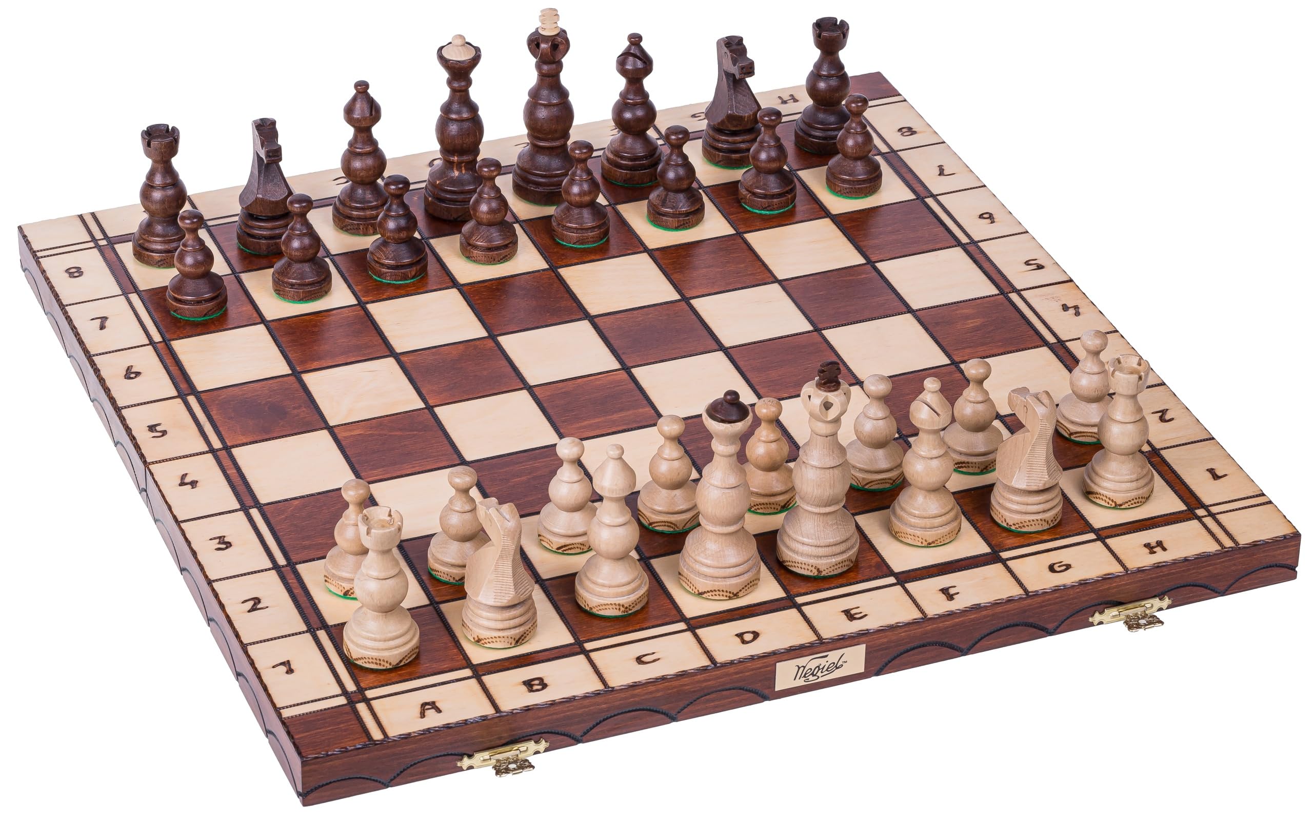 Schach aus Holz Schachspiel Legate + 2 x Damen - 48 x 48 cm Geschenkverpackung - Schachbrett & Schachfiguren Edel aus Holz