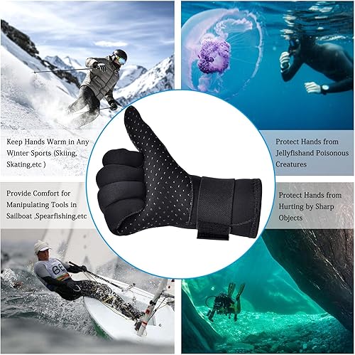 Miniatura 2 de Guantes de agua de neopreno para buceo para hombres y mujeres, guantes de neopreno de 0.197 in y levantamiento de pesas, agarres para surf,