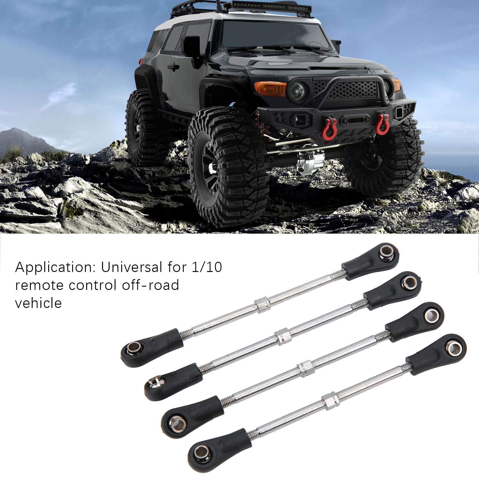 Culnflun RC Car Steering Rod, 4Pcs Steering Linkage Rod Adjustable, Fit for Monsters Trunk Racing Truck 1/10 RC Model