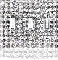 Vista 23 de 4 piezas de diamantes de imitación plateados brillantes para placas de pared, cubierta de interruptor de luz, cubierta de salida de diamantes