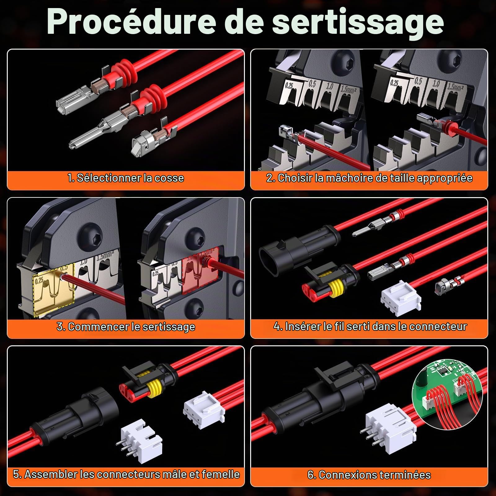 Preciva Pince à Sertir Double Mâchoire 627pcs pour JST/Dupont & Cosses