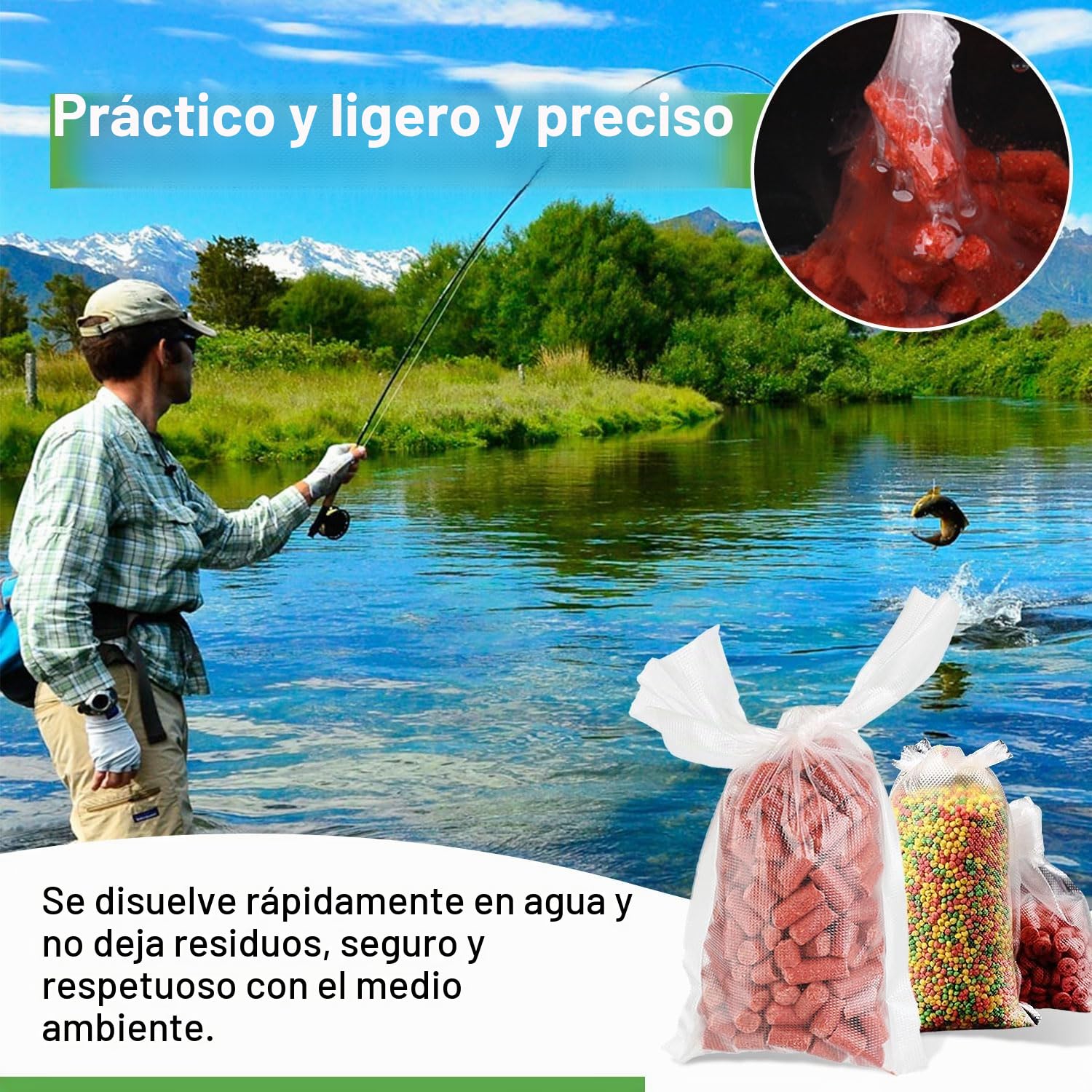 200 Piezas Pesca Carpa Carpfishing Bolsas Pva Bolsa Pva Bolsas+Pva+Carpa Bolsa De Cebo Bolsas Pva Carpfishing Pva Pesca Bolsas de Cebo para Disolver Cebo para Peces, Cebo en Pellets, Cebo para Carpas