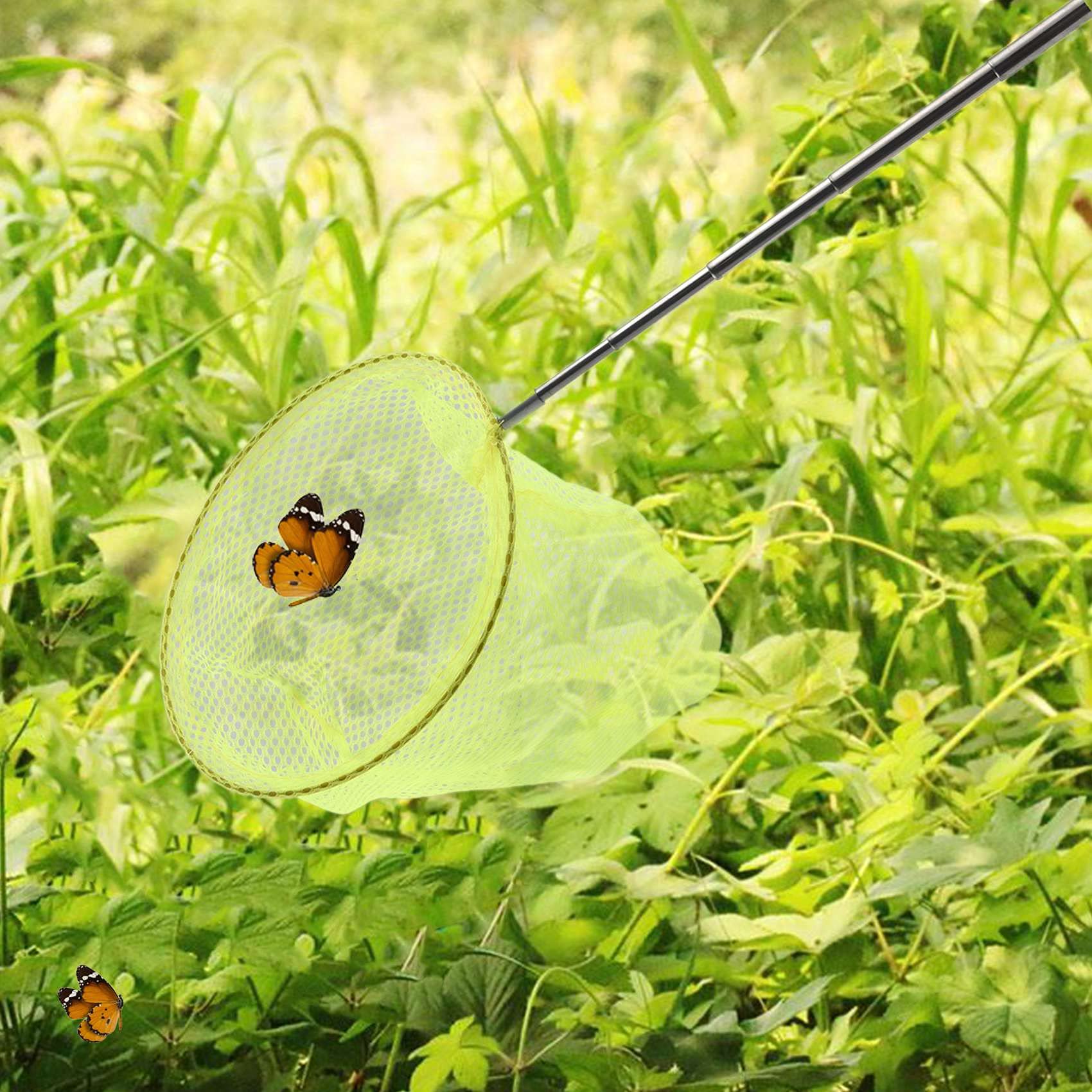 Atrapar Al Aire Libre Atrapar Mariposa Red De Pesca Bolsa De Acero Inoxidable Telescópico Herramienta De Red De Pesca Telescópico Portátil Atrapar Portátil Atrapar Red - Amarillo