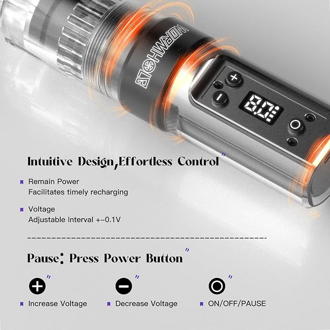 Kit Máquina Tatuar Pen Rotativa WTK353 Inalámbrica Batería 1 miniatura 2