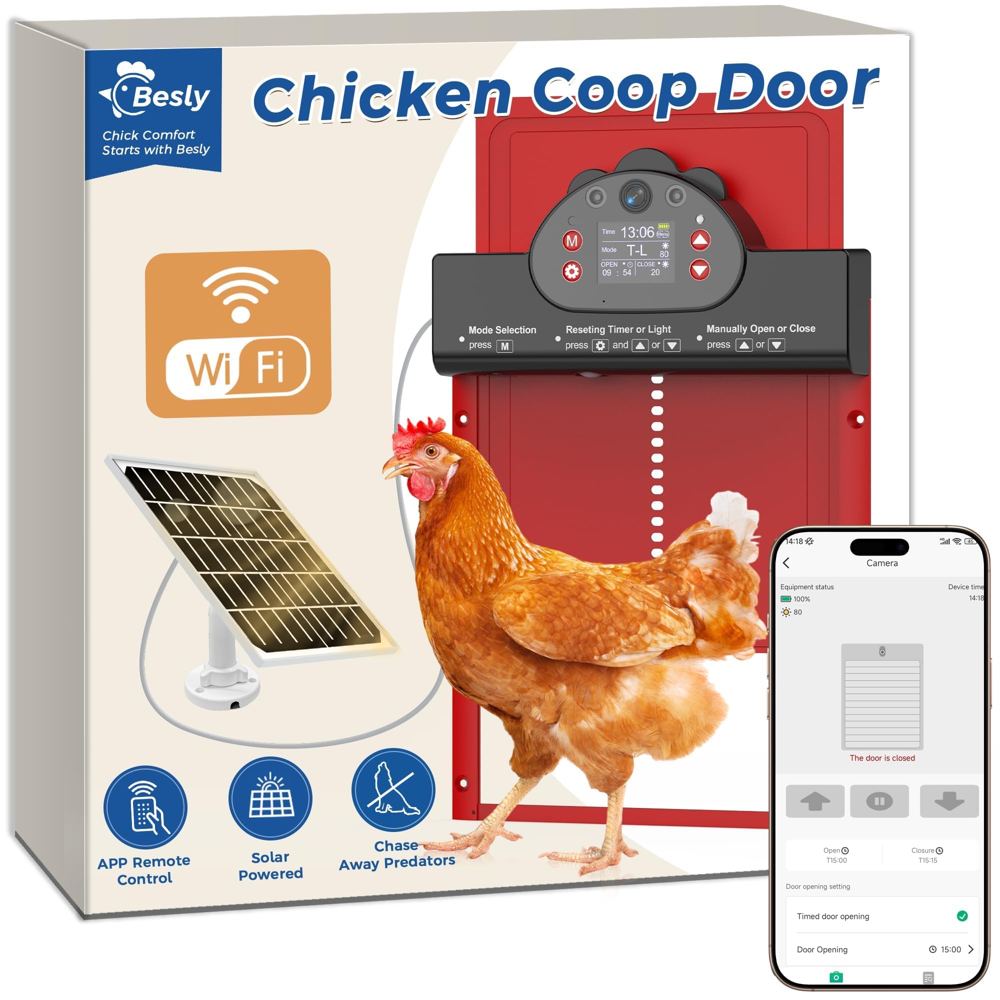 WiFi Coop Door with 2K Camera