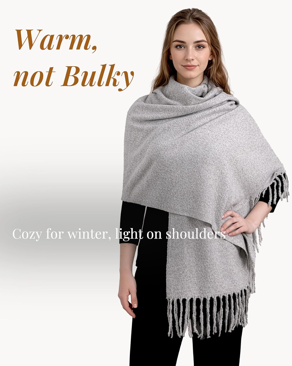 Achillea Warm Cashmere-Feel Winter Scarf – Thick Pashmina Shawl Wrap for Cold Weather - Image 6