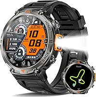 Vista 1 de Relojes inteligentes militares con rastreador GPS, reloj inteligente resistente de 1.45 pulgadas con brújula linterna LED, reloj inteligente táctico