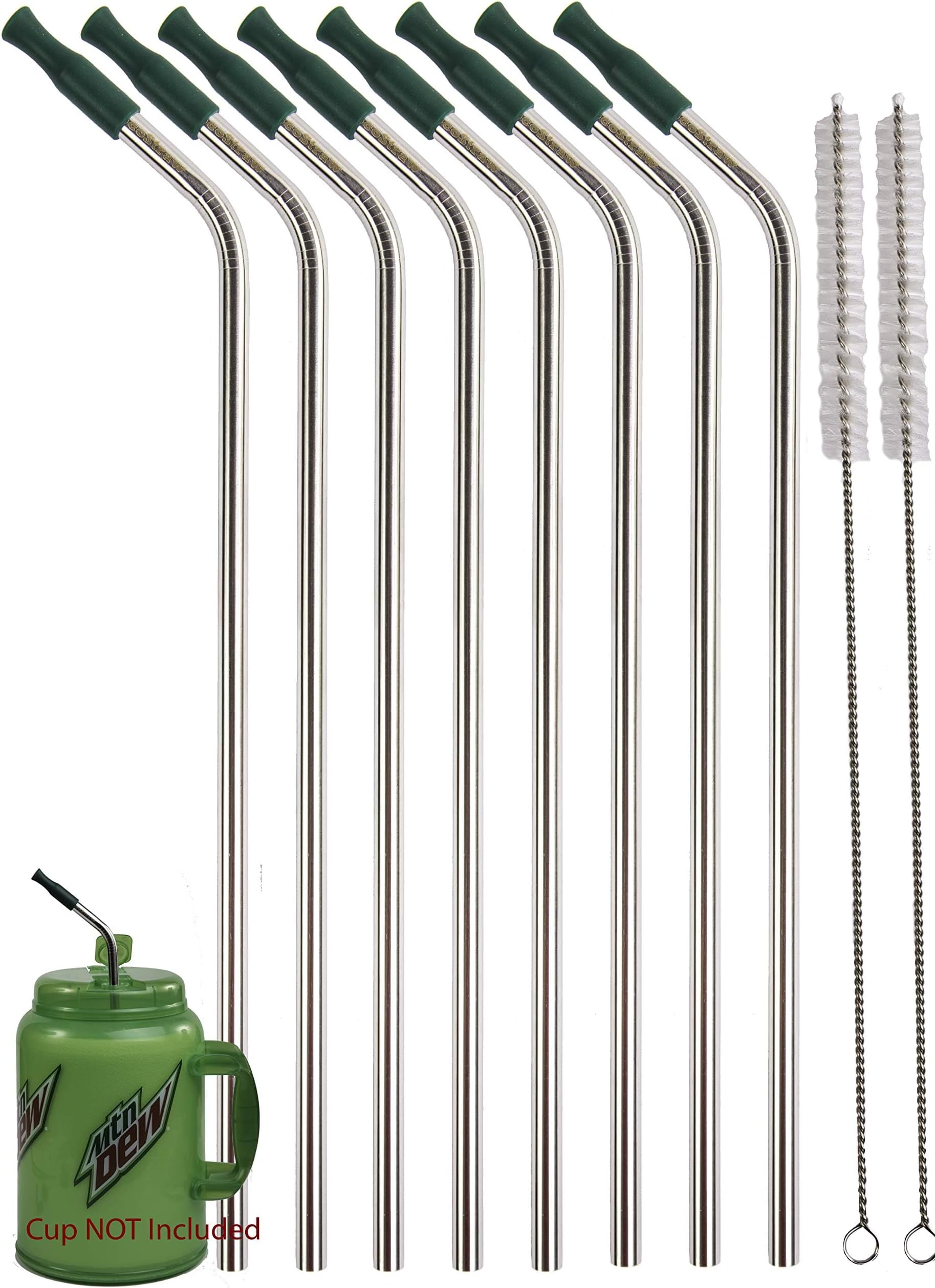 8 JUMBO 14" Stainless Steel 100 oz Straw + 8 Silicone Tips HUGE SUPER LONG Drinking Wide Insulated Whirley Travel Mug FOAM Truck Stop Cup (8 Jumbo Straws)