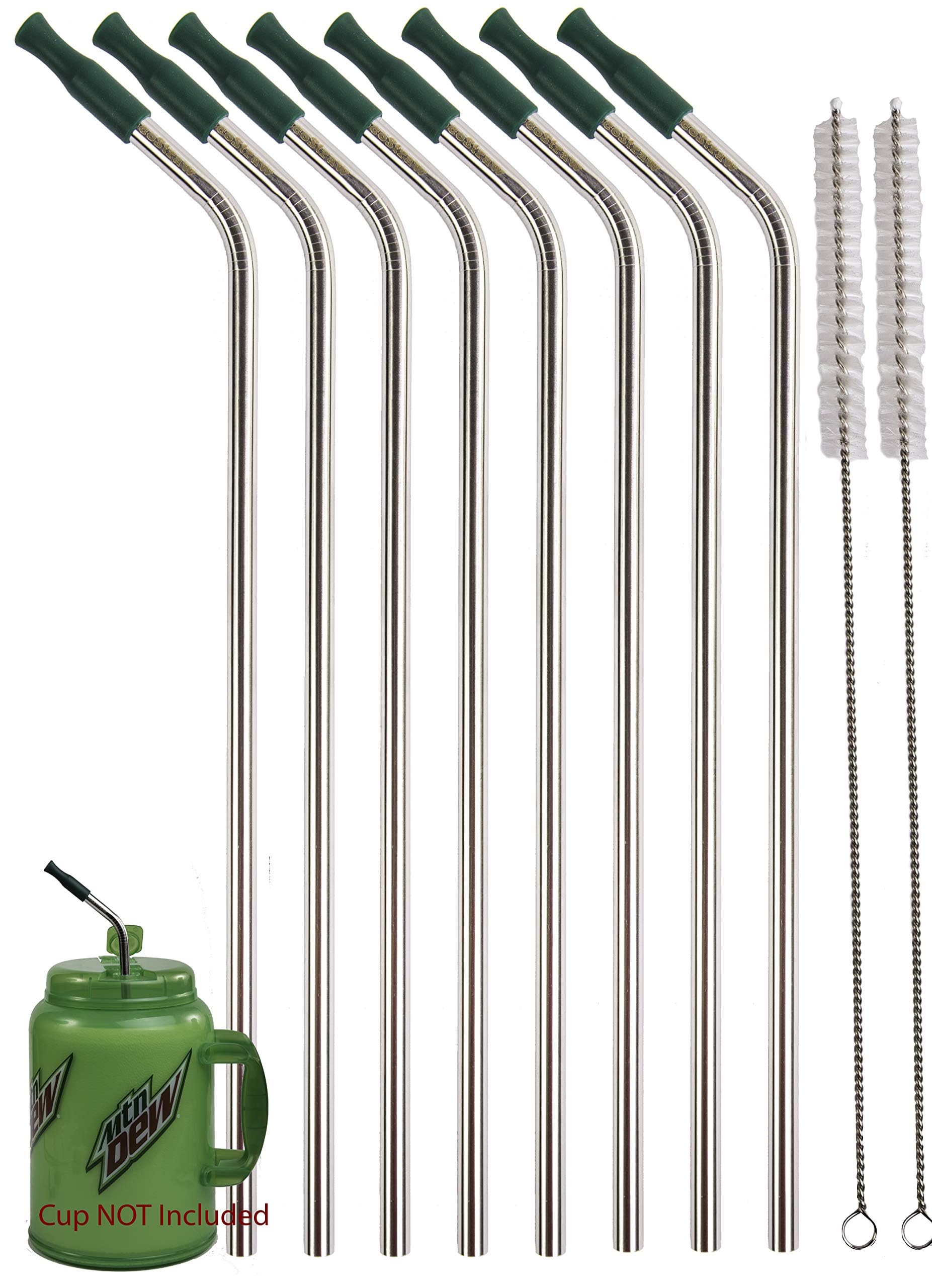 8 JUMBO 14" Stainless Steel 100 oz Straw + 8 Silicone Tips HUGE SUPER LONG Drinking Wide Insulated Whirley Travel Mug FOAM Truck Stop Cup (8 Jumbo Straws)