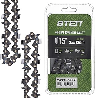 8TEN Full Chisel Chainsaw Chain 15 Inch .050 .325 64DL for Husqvarna 50 55 455 Rancher Jonsered 325 Dolmar