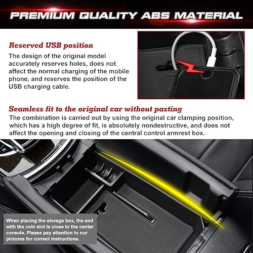 Miniatura 6 de Xotic Tech - Reposabrazos de consola central, compartimento secundario, bandeja organizadora de almacenamiento compatible con Mercedes Benz Clase C