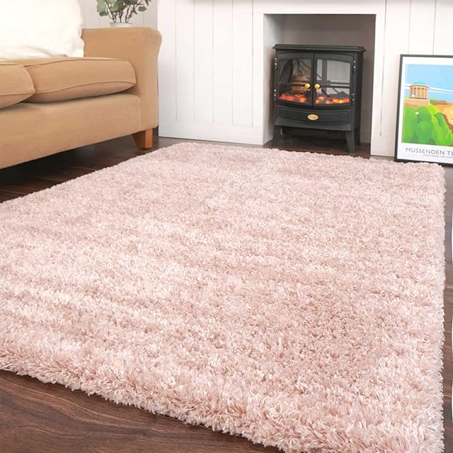 Blush Pink Modern Rug Living Room Extra Large Small Medium Rectangular Size Soft Touch Thick Pile Bedroom Area Rugs Non Shedding 120cm x 170cm