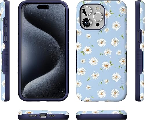 Vista 805 de Casely Funda para iPhone 15 Pro Max Jardín Secreto Flores mixtas Funda atrevida Compatible con MagSafe y botón de acción Secret Garden