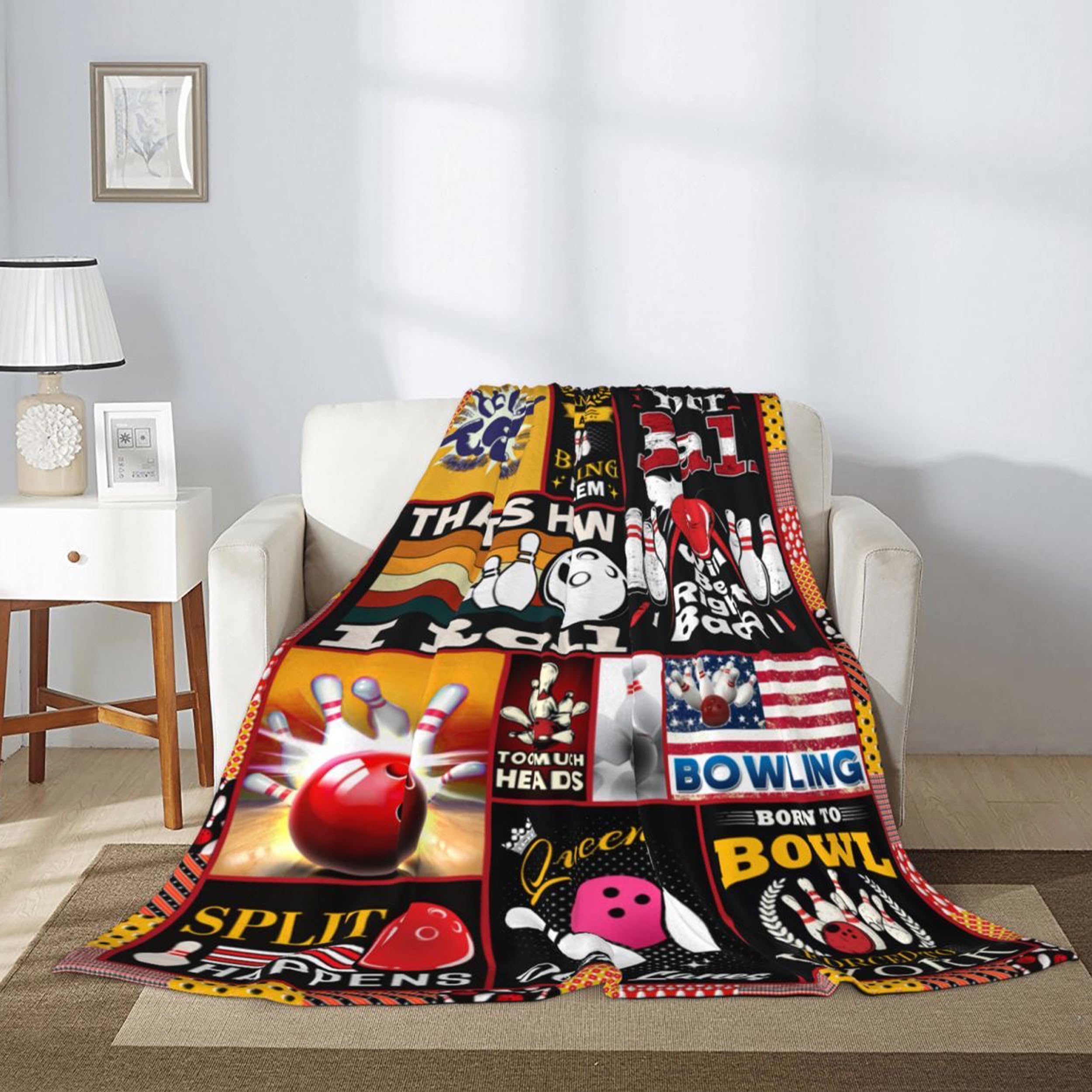 Bowling Gifts, Bowling Gifts for Men, Funny Bowling Gift for Bowlers, Blankets for Bowling Lovers 60"x 50"