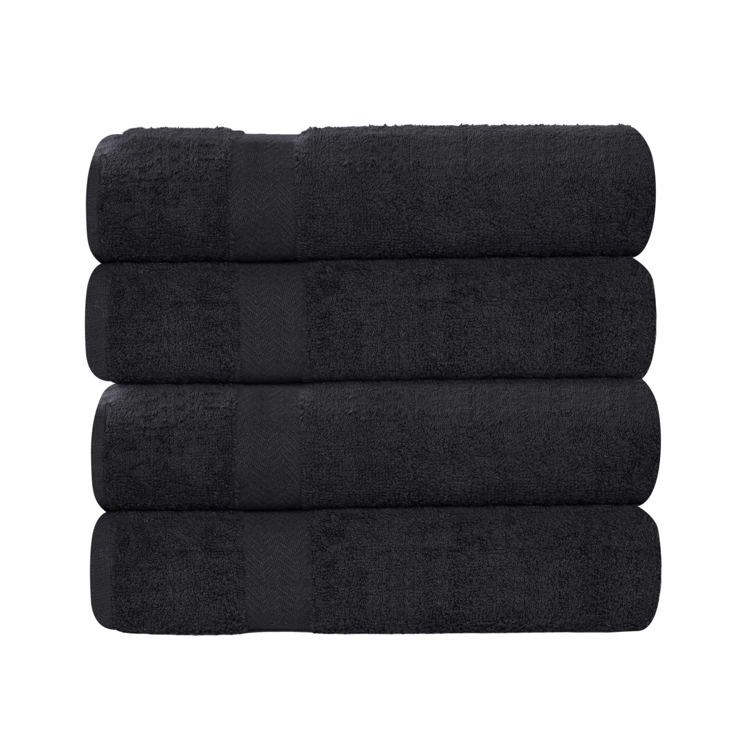 Superior Set di asciugamani da bagno, in cotone, nero, confezione da 4