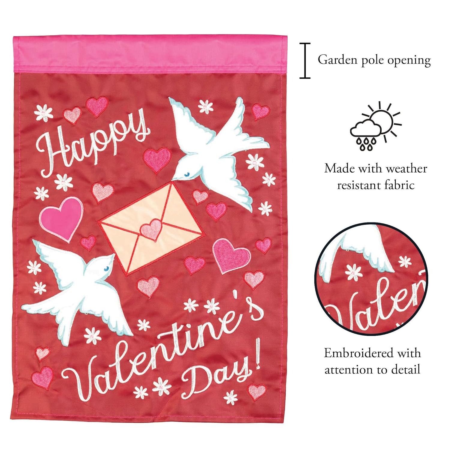 Happy Valentine's Day Heart and Floral Everlasting Impressions Garden – 2  Pink Magnolias Magnolia Garden Happy Valentine's Day Love Birds レター 29 x 42イン