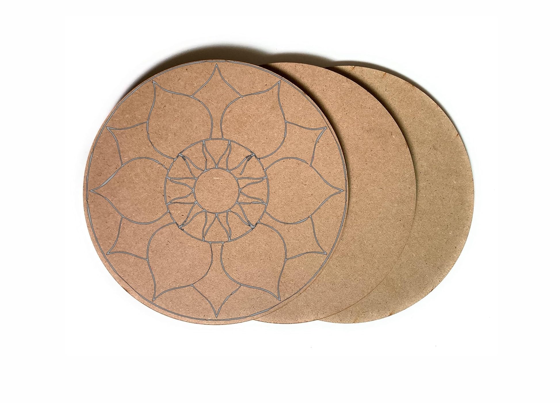 Pre-Marked Design Printed MDF for Art and Craft - Round Wooden Board for Painting, Lippan, Resin, Mandala, DIY Wall Show Piece - Gift for Home Decoration (Design 2) (6 Inch)-image-31