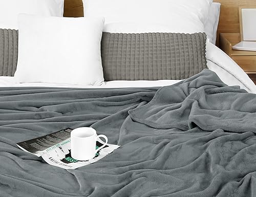 Miniatura 6 de Utopia Bedding - Manta de microfibra de vellón, ligera, mullida, suave, antiestática, color gris frío (60 x 50 pulgadas)