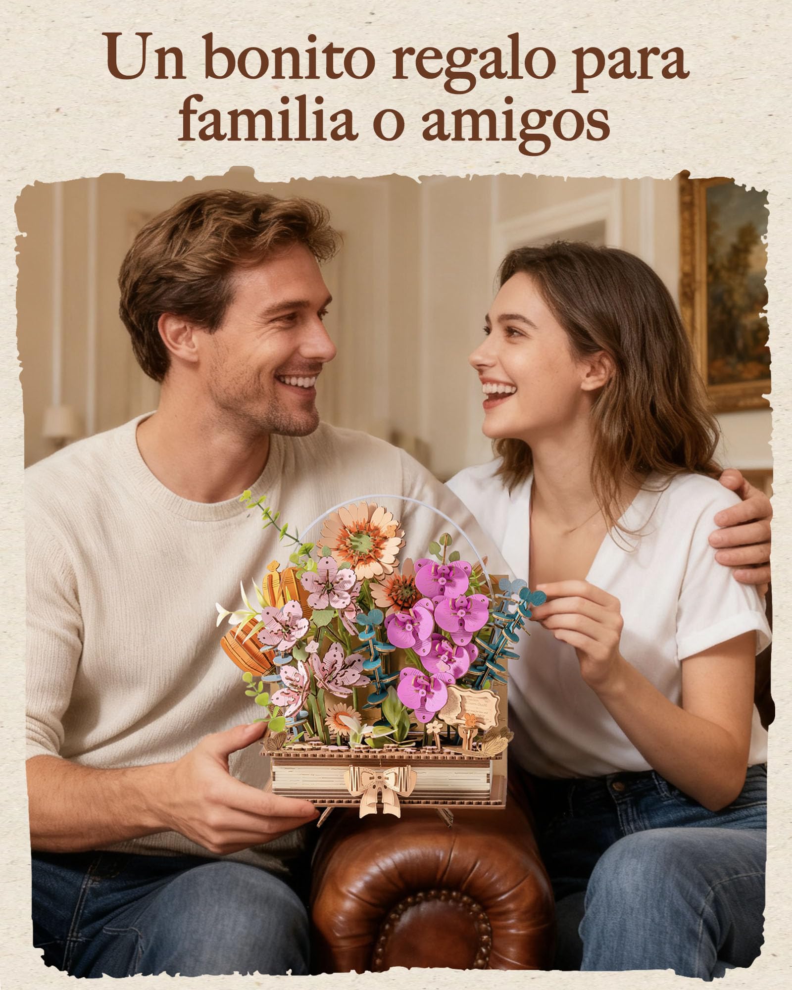 ROWOOD Rompecabezas de madera 3D con flores, libro de floración, ramo de flores DIY, kit de manualidades creativas para adultos, rompecabezas de flores de madera decorativas, regalo para mujeres y