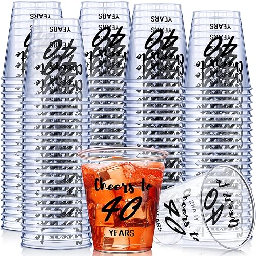 Zubebe 100 vasos desechables Cheers to 40 Years Shot de 2 onzas, recuerdos de fiesta de cumpleaños 40 para ella y él, mujeres y hombres,
