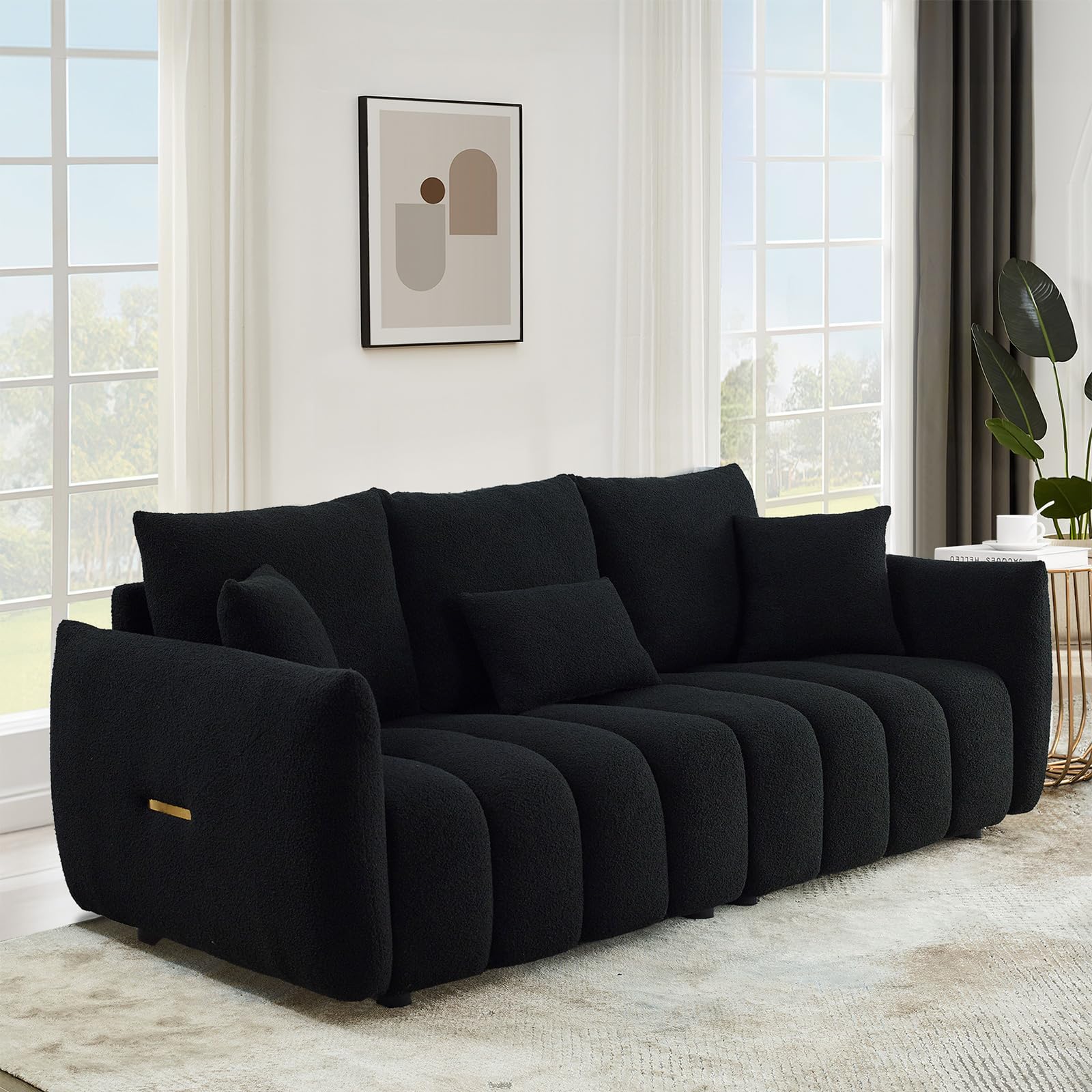 similar,incomplete))))Antetek 82" Modern Sofa Couch, Comfy Deep Seat Teddy Cloud Sofa, Upholstered 3-Seater Boucle Couch, Oversized Loveseat for Living Room, Bedroom, Office, Apartment, Black