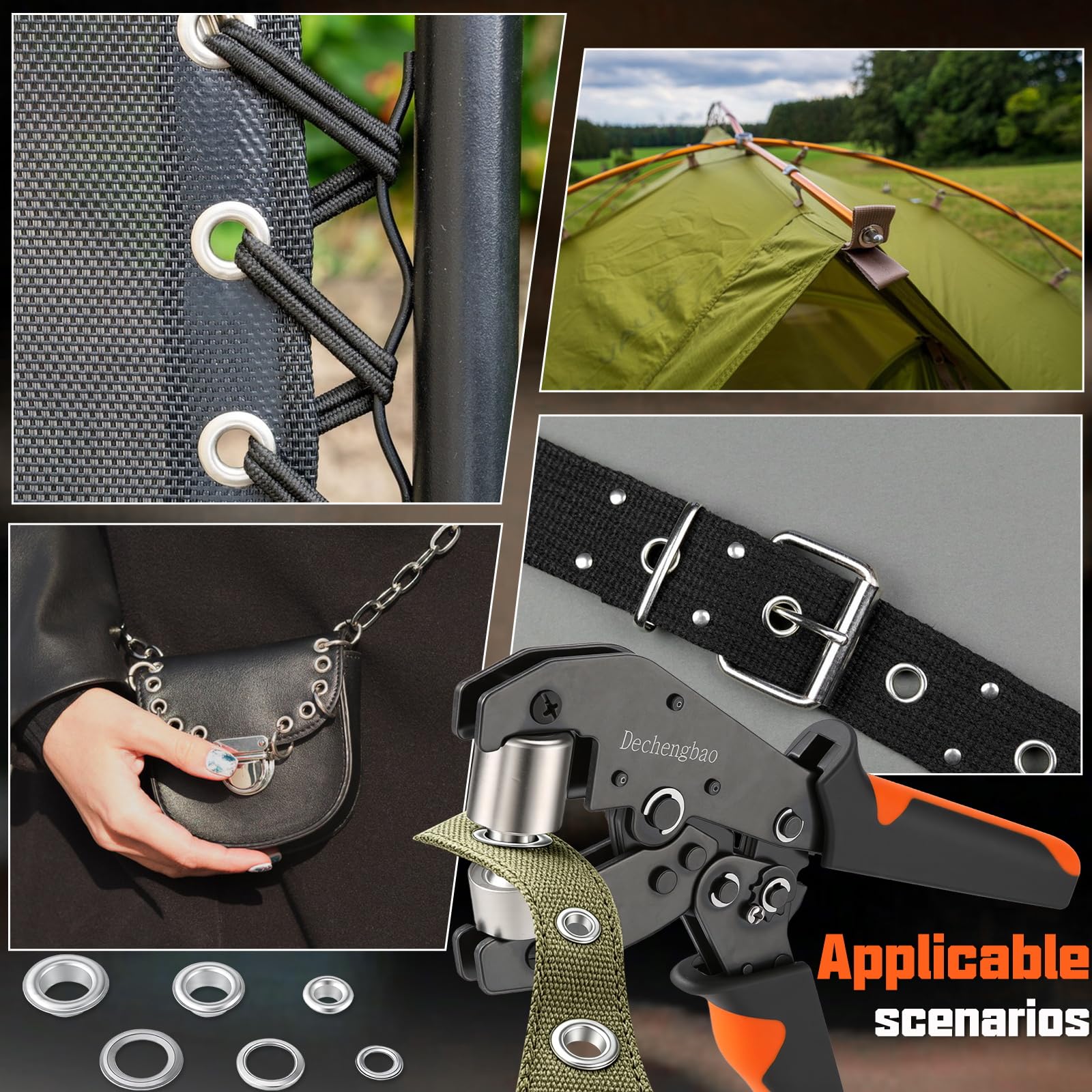 Ratchets Ösenzangen-Set mit 300 Metallösen, Lochwerkzeug mit 1/4", 3/8", 1/2" Bohrgrößen für Planen, Zelte, Leinwand, Vinyl und Lederverarbeitung