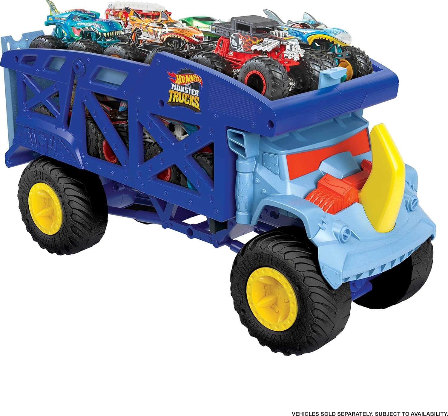 Hot Wheels Monster Trucks Monster Mover Rhino, Toy Car Hauler, Holds 12 1:64 Scale Monster Trucks or 32, with Ramp Launch, Gift for Kids 3 Years & Up : Toys & Games