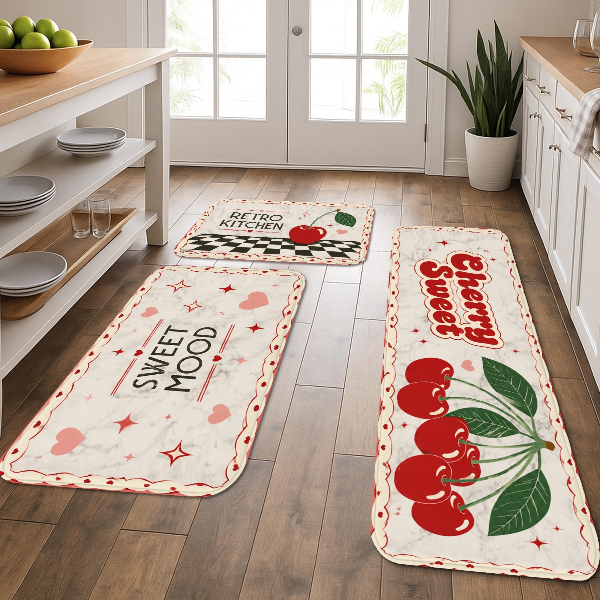 Tapis vintage doux cerises pour transformer l'ambiance de votre cuisine et salle de bain