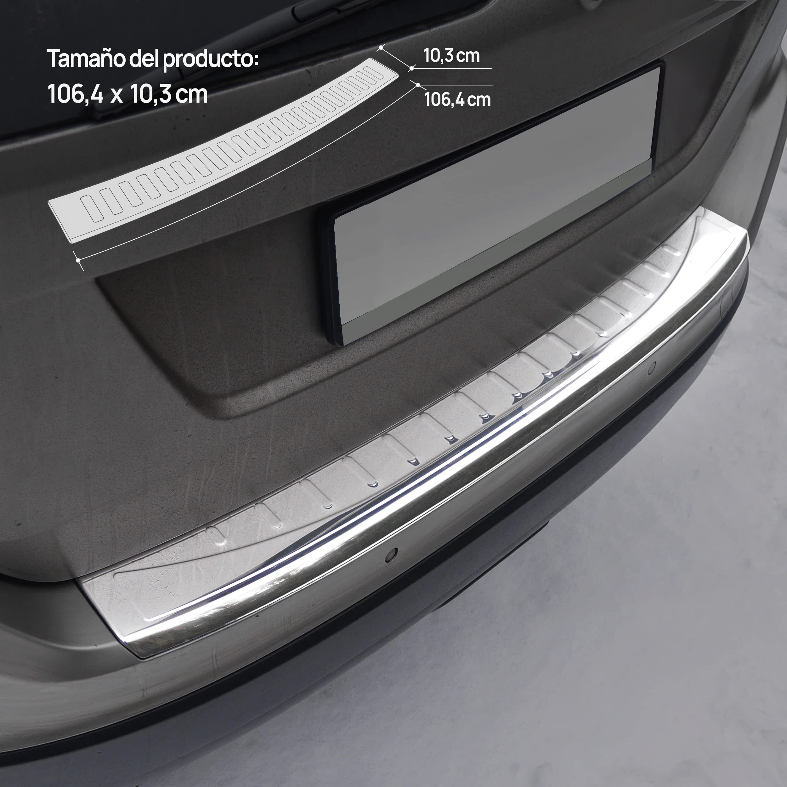 CHROMEMASTER | Protector De Parachoques | Compatible Con Volvo XC60 FL 2013-2017 | Acero Inoxidable, Cepillado, Plata Mate| Tira Protectora Protege La Pintura Del Parachoques Trasero De Daños