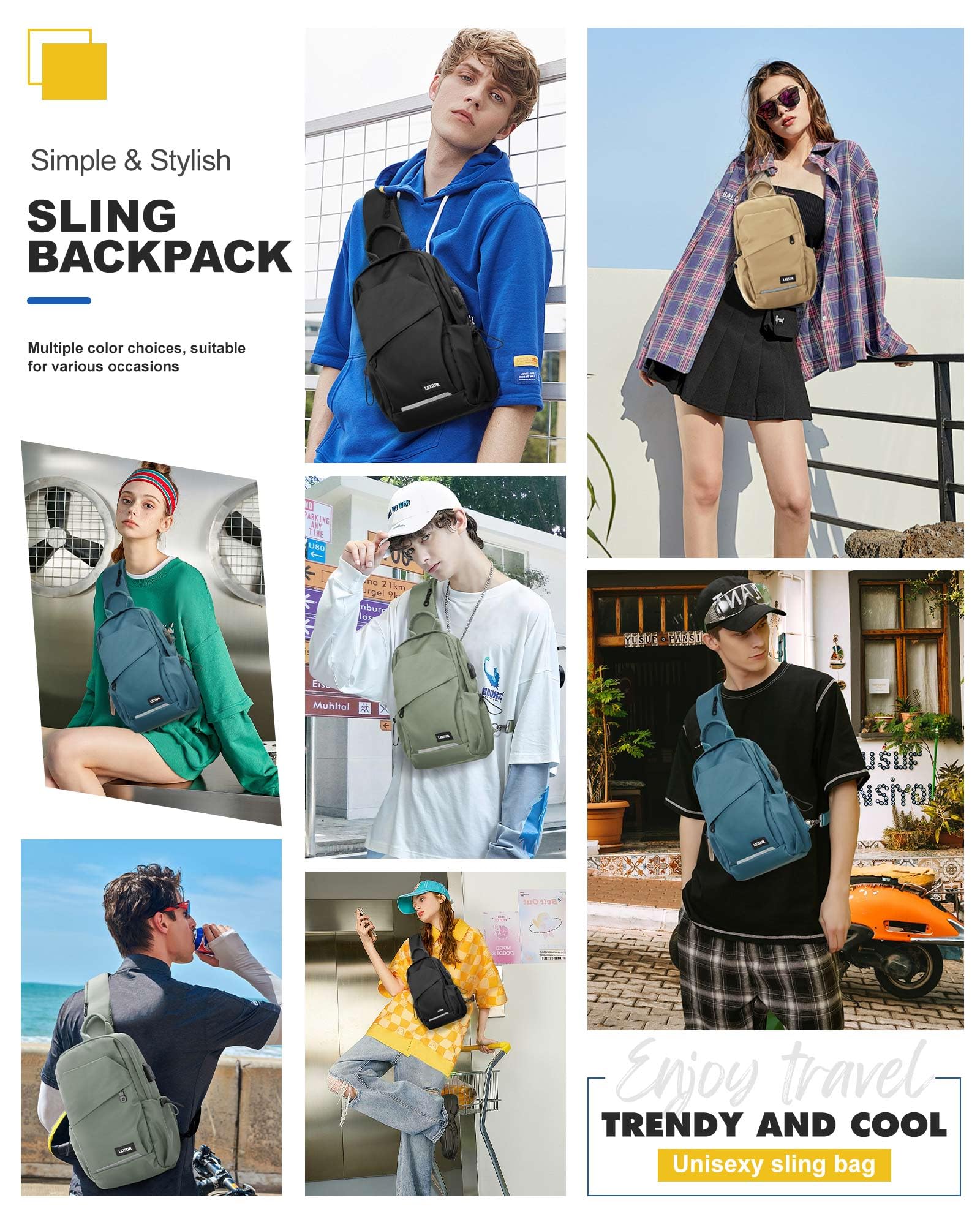 SEAFEW Sling Tactical Backpacks, A0-green, Sling Backpacks - Image 2