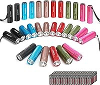 EverBrite 30-Pack Mini LED Flashlights, Aluminum Torches w/ Lanyard, Assorted Colors, 90 AAA Batteries - Bulk Gifts, Camping, Emergencies