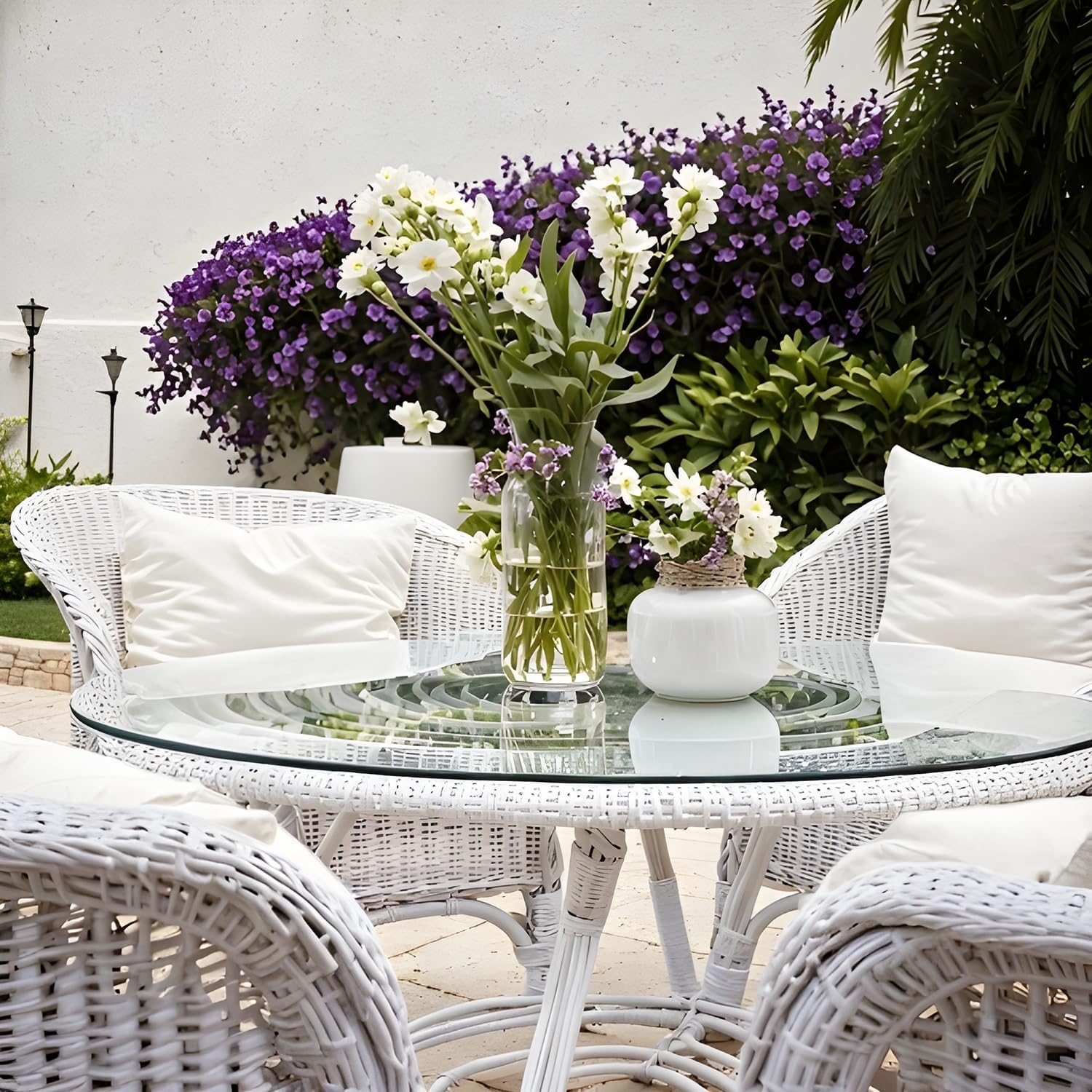 Glass Table Top 3/10"(8mm) Inch Thick Tempered Polished Edge Round Glass Table Top, Replacement for Dining & Kitchen and Patio Table(85cm)