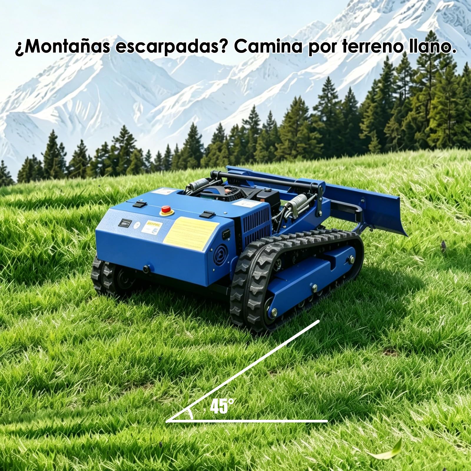 Cortacésped con control remoto, cortacésped de oruga híbrido de aceite y electricidad, altura de corte de 2,8-15 cm, cortacésped profesional para paisajes y fincas para césped de pendiente