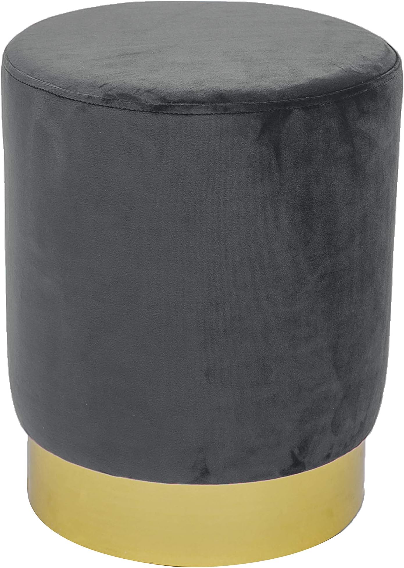 TOV Furniture Pri Series Modern Velvet Upholstered Round Ottoman, 15" Grey