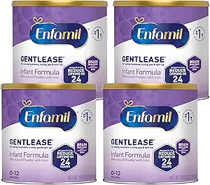Enfamil Gentlease Baby Formula, Reduces Fussiness, Crying, Gas and Spit-up in 24 hours, DHA & Choline to support Brain development, Powder Can, 19.9 Oz, Pack of 4 (Total 79.6 Oz)