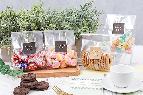 Miniatura 7 de LOKQING Bolsas de celofán para galletas para embalaje, bolsas de regalo transparentes con calcomanías para galletas, dulces, chocolates